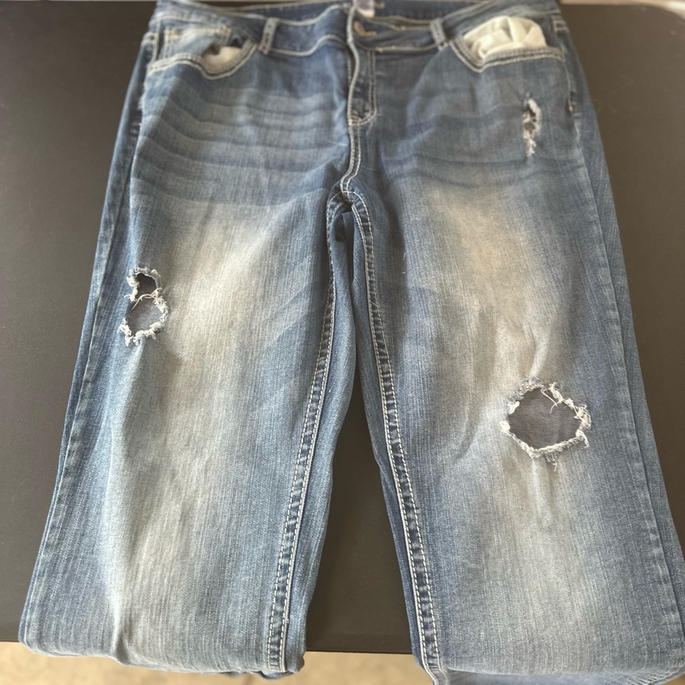 Distressed Blue Jeans